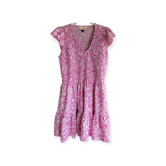 Universal Threads Pink Floral Smocked Ruffled Mini Dress Size L - Picture 3 of 10